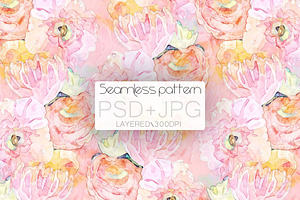 Watercolor Rose Pattern