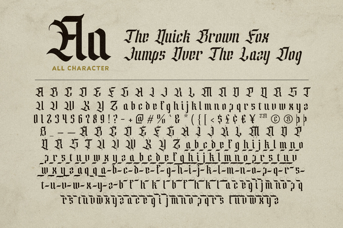 Silent Black - Stylish Blackletter, a Blackletter Font by Bale Type (Photo 9 of 9)