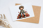 Whimsical Fall Little Boy Clipart, a Seasonal Illustration by Canvas Craft (Thumbnail 10 of 10)