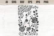 Stencil Vintage Rose Floral Ornament, an Object Illustration by MARYCRAFTIRIA (Thumbnail 1 of 3)