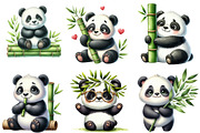 Watercolor Panda with Bamboo Clipart, an Animal Illustration by Designworld (Thumbnail 6 of 6)