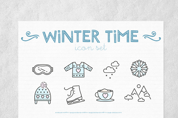 24 Vector Linear Winter Time Icons