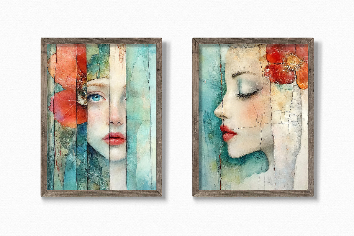Aqua Bloom Portraits, a Decorative Illustration by rileyBgraphics (Photo 3 of 6)
