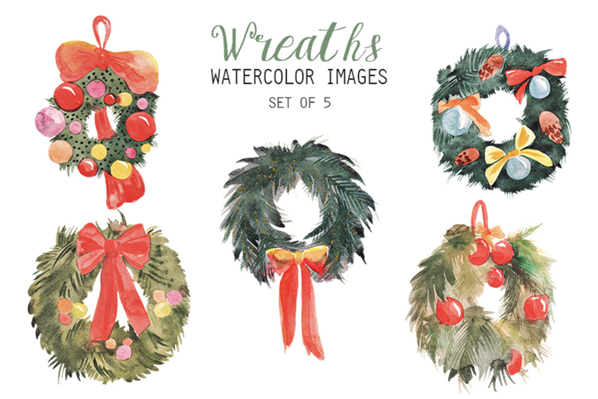 Watercolor Wreaths Clipart, a Decorative Illustration by YesFoxy