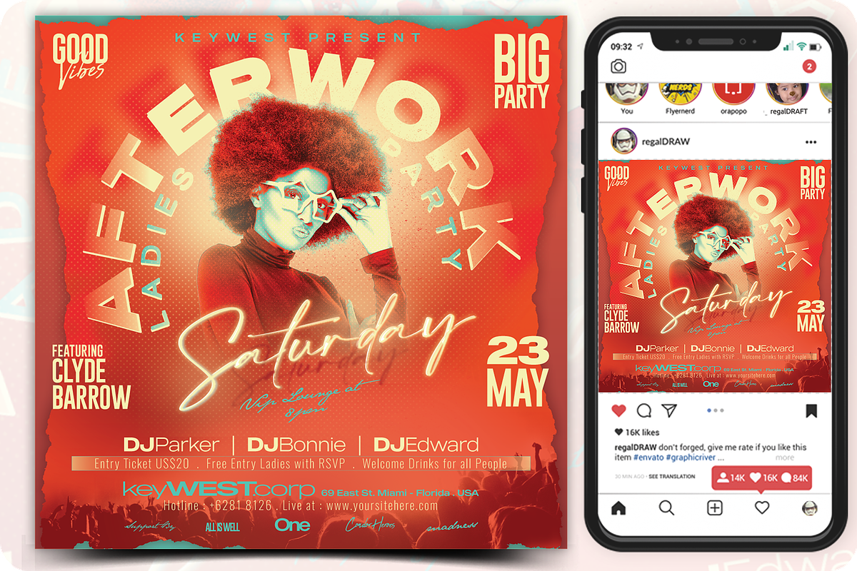 Club Party Flyer Template, a Flyer Template by regalDRAW (Photo 1 of 4)