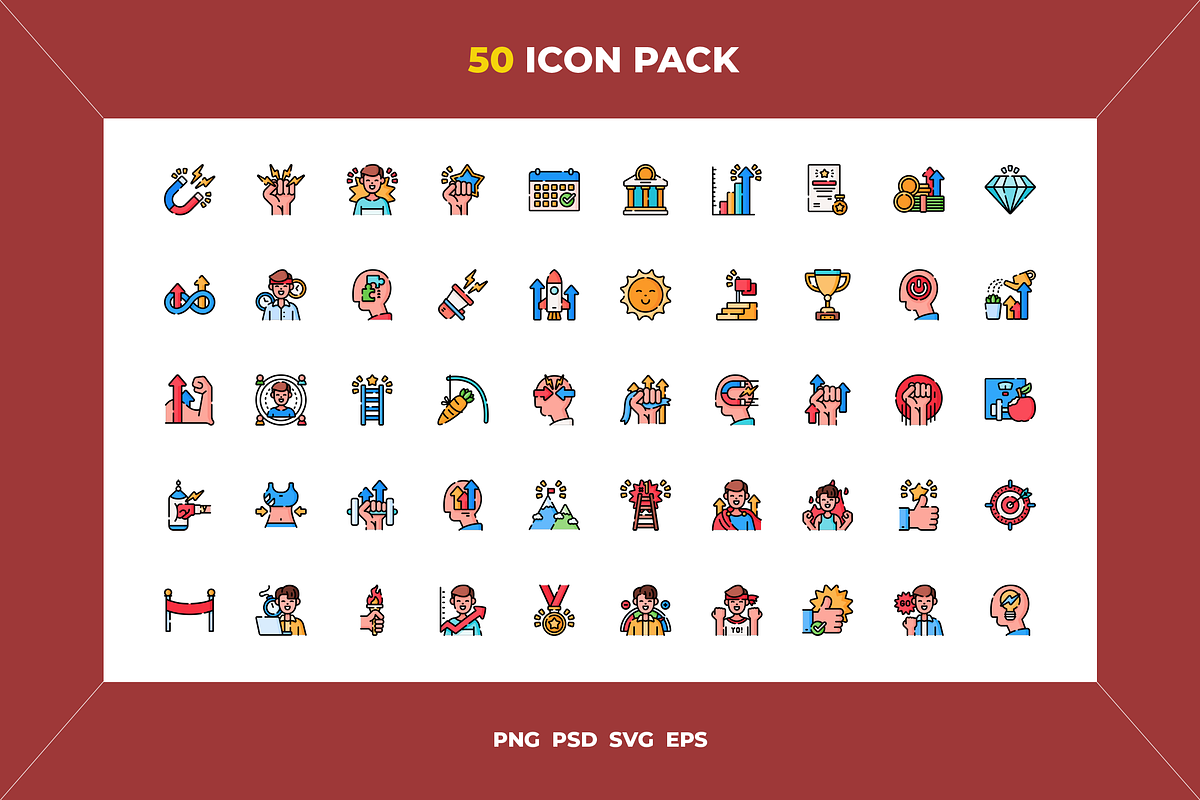 Motivation icons, an Outline Icon by Wencory (Photo 1 of 2)