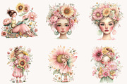Whimsical sunflower garden girl, an Illustration by Designworld (Thumbnail 4 of 9)