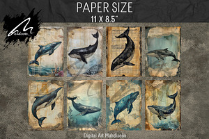 Shabby Grunge Whale Papers