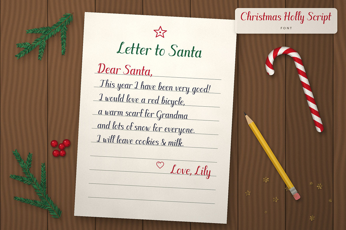 Christmas Holly Script Font, a Script Font by vladocar (Photo 4 of 9)