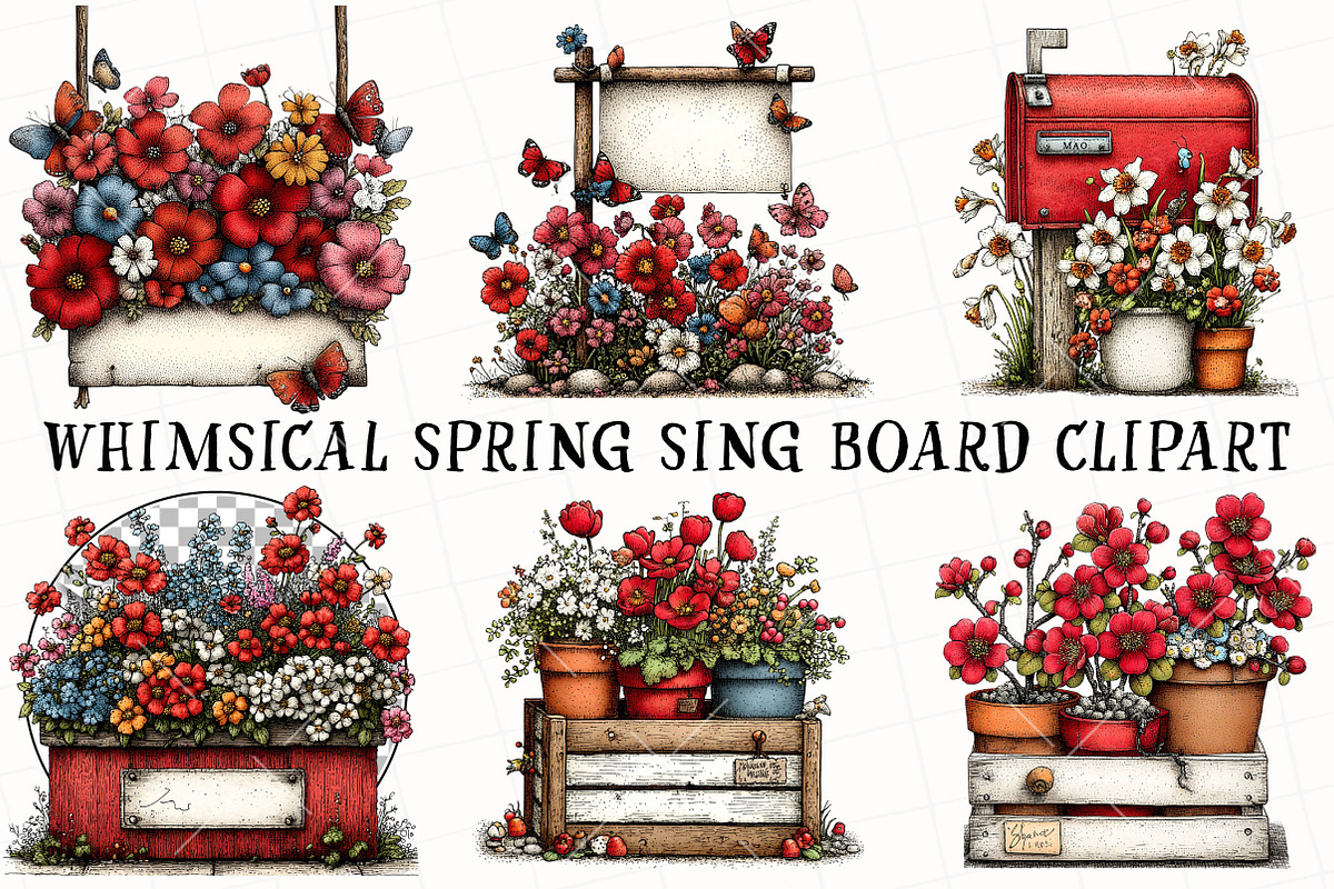 Whimsical Spring Sing Board Clipart, an Illustration by OK Design (Photo 2 of 6)