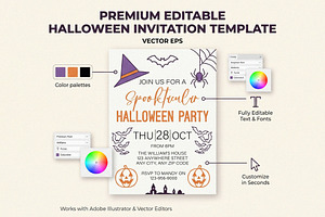 Halloween Party Invite EPS Template, an Invitation Template by NH graphic