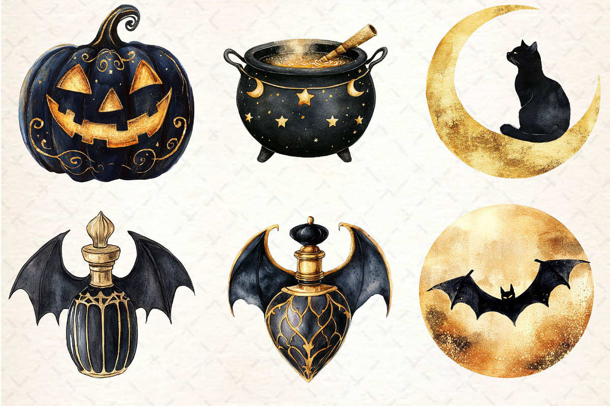 Black and Gold Halloween Clipart, an Illustration by Dream Creation (Photo 5 of 7)