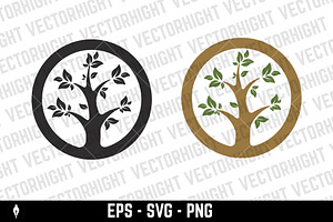 Logo Template With Tree In Circle.