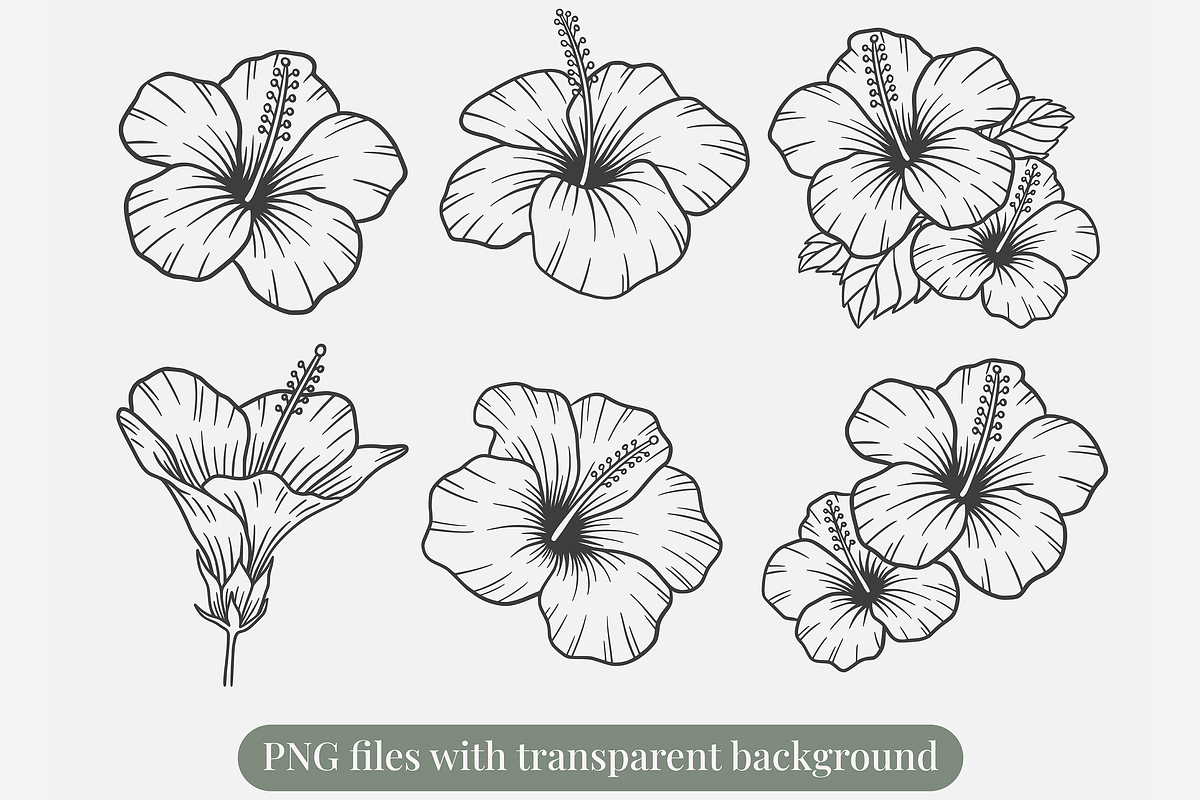 Hibiscus Line Art Illustration, a Decorative Illustration by Kusumaillustration (Photo 2 of 6)