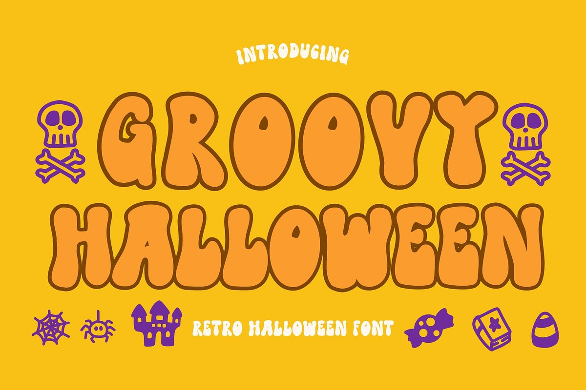 Groovy Halloween - Decorative font, a Handwritten Font by Brown Cupple (Photo 1 of 7)