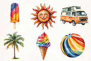 Retro Groovy Summer Clipart SVG, an Illustration by Pixels.Craft (Thumbnail 3 of 7)