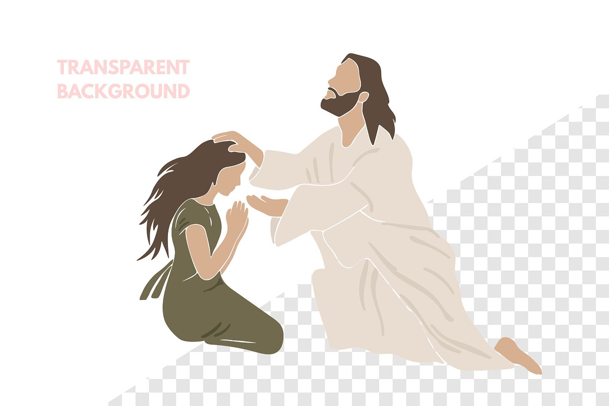 Jesus and Girl Christian vector, a Person Illustration by ⋒DesignECShop⋒ (Photo 2 of 3)