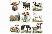 Watercolor Farm Barn Animals Clipart, an Illustration by Libby Wishes (Thumbnail 2 of 4)