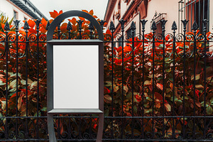 Blank billboard mock-up near fencing, a Business Photo by SkyNext