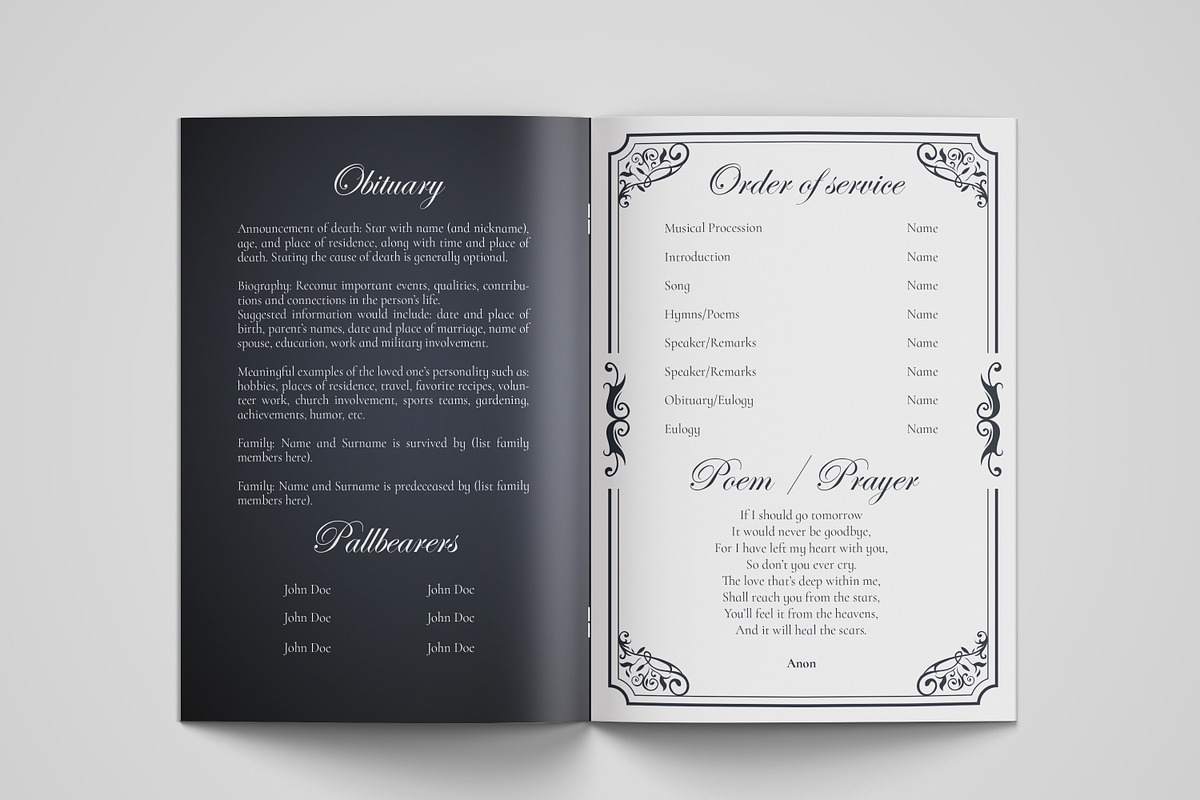funeral program printing template, a Templates & Theme by TemplateLab (Photo 2 of 2)