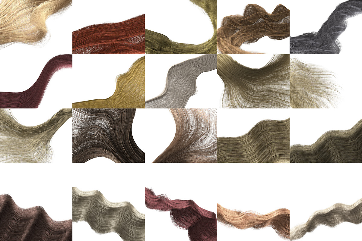 46 Wavy Hair on Transparent PNG Bund, an Object Graphic by Kseniya-Omega (Photo 3 of 5)