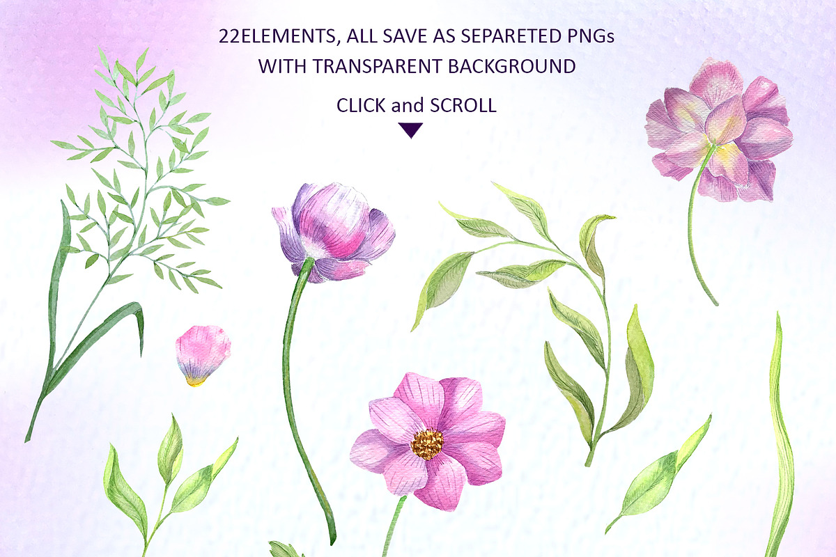 Watercolor Pink Flowers, an Illustration by Olesya Agudova (Photo 2 of 8)
