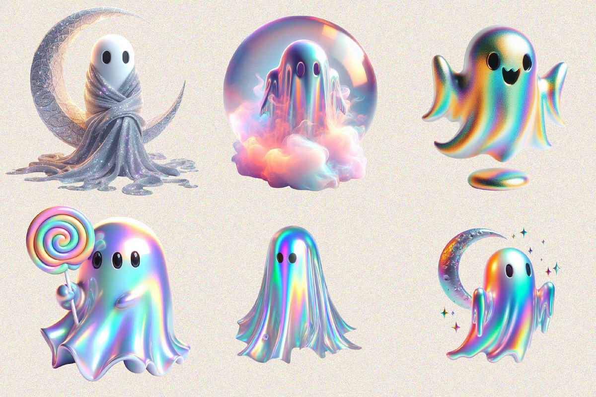 Halloween Iridescent Ghost Clipart B, an Illustration by SVGArt (Photo 7 of 8)