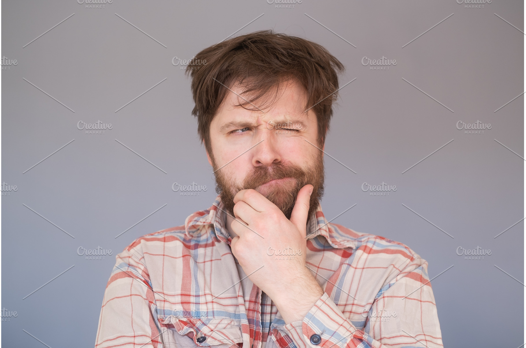 Pensive man with beard has clever, a Person Photo by Koldunov