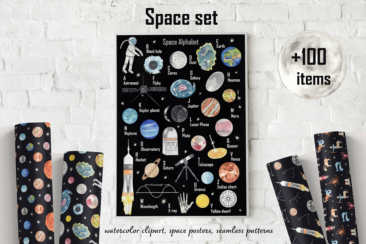 Space Alphabet Set - watercolor, an Animal Illustration by Visual Animal (Photo 1 of 10)