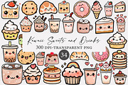 Kawaii Sweets and Drinks Clipart, an Illustration by Designworld (Thumbnail 1 of 4)
