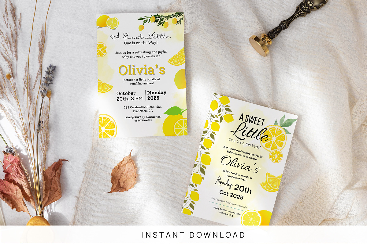 Sweet Little One Lemon Baby Shower, a Card Template by Snapybiz (Photo 7 of 10)