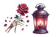 Watercolor Burgundy Halloween Clipar, an Illustration by Designworld (Thumbnail 5 of 6)