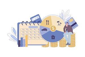 Man planning budget. Young guy, a Finance Illustration by Valerie Bodnar