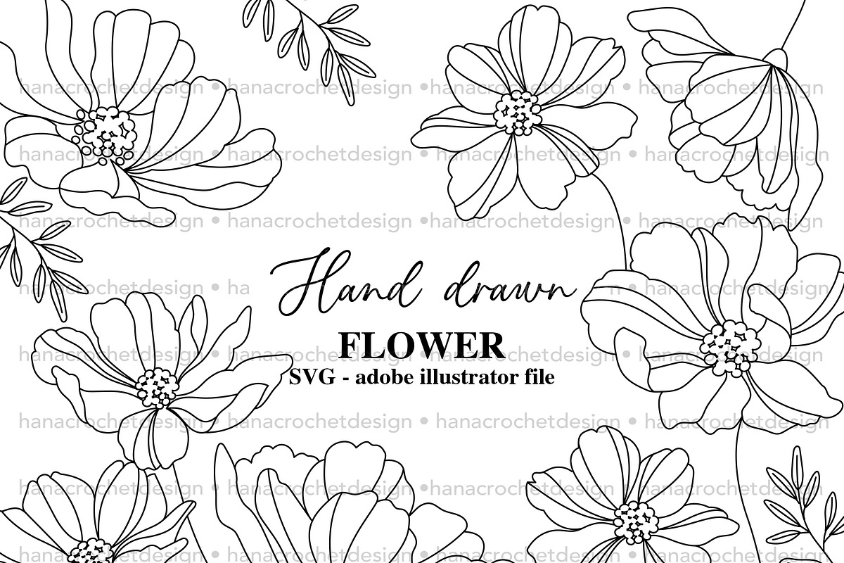 hand drawn floral outline svg file, a Graphic by hanacrochetdesign (Photo 1 of 5)