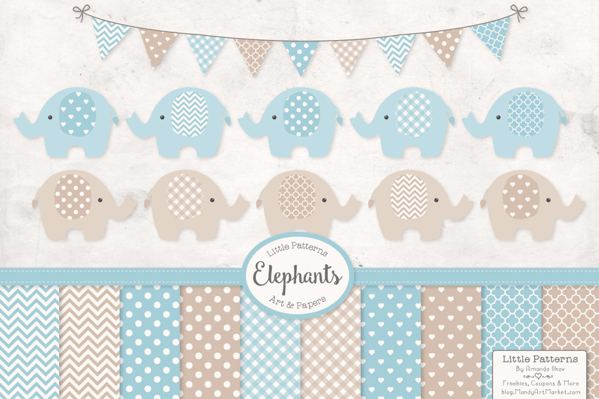 Baby Blue Elephant Vectors, an Illustration by Amanda Ilkov (Photo 1 of 3)