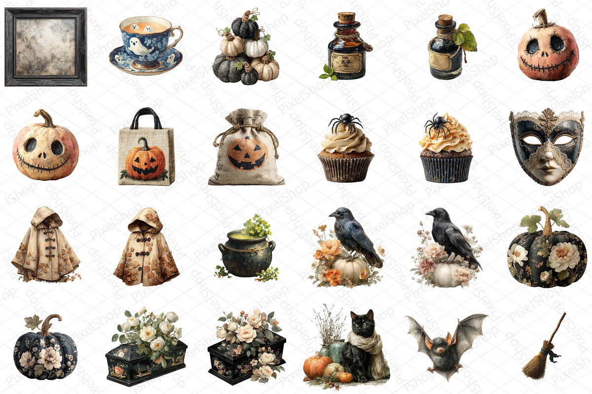 Beige & Black Halloween Clipart, an Illustration by DreamPrint404 (Photo 3 of 5)