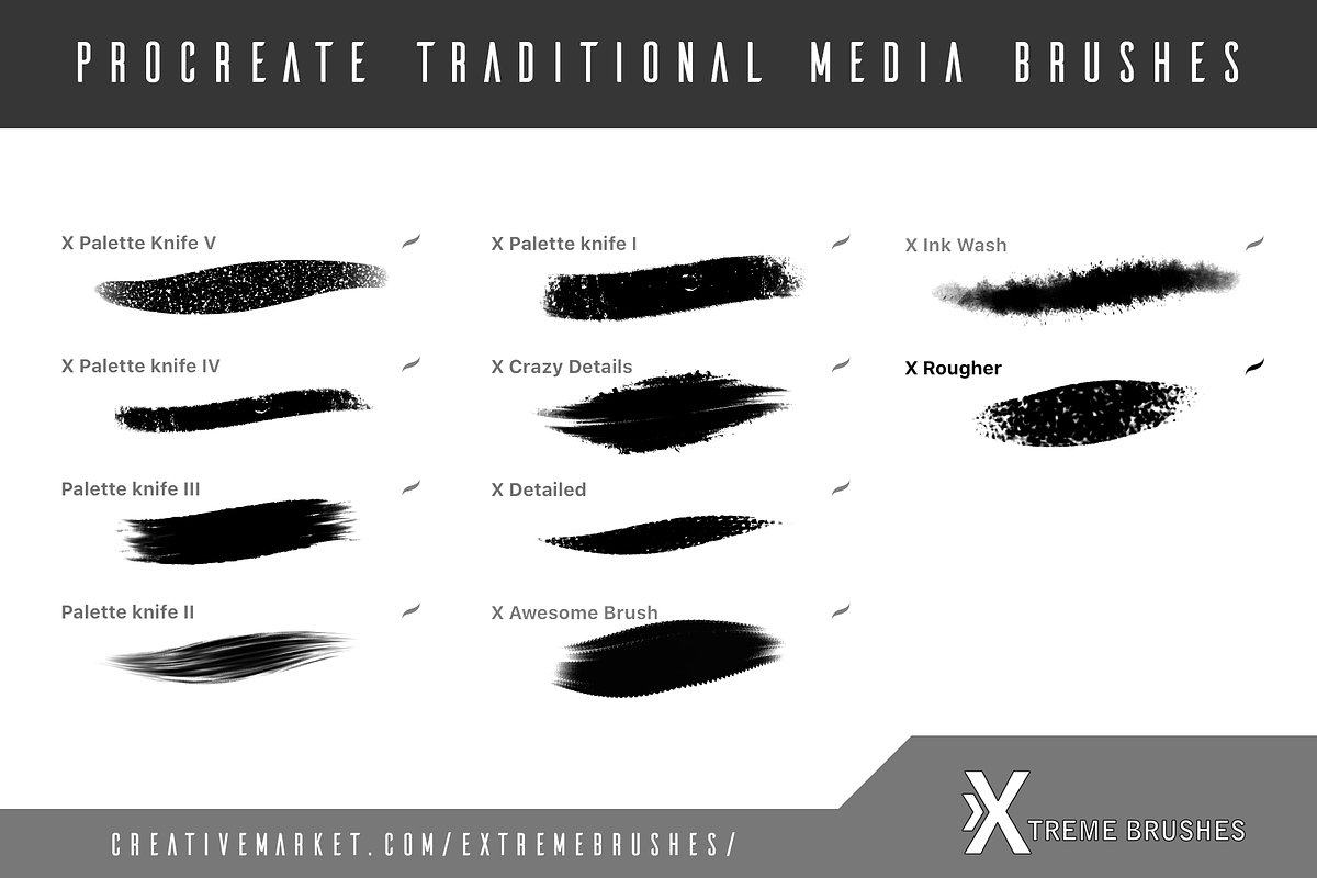 Procreate Traditional Media Brushes, a Brush Add-On by Extreme Brushes (Photo 2 of 4)