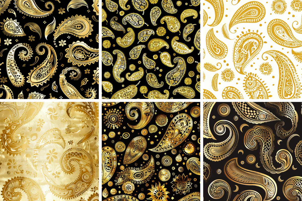 Gold Paisley Seamless Patterns, a Pattern Graphic by PrintablesByFranklyn (Photo 2 of 4)