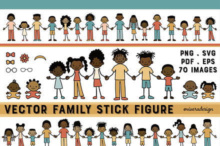 African American Stick Figure People