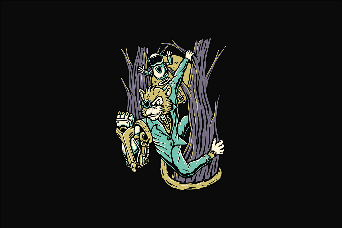 Cybernetic Cat Climbing, an Object Illustration by nomlimo.com (Photo 1 of 3)
