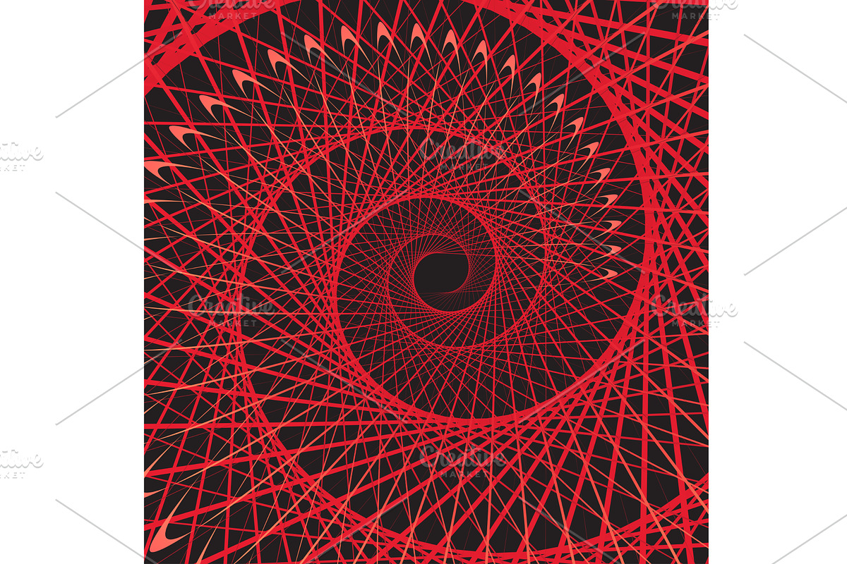 Abstract red spiral vortex on black, an Illustration by piter.goskov