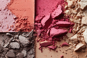 Crushed makeup palette showing broken pink, orange, brown, and b, a Photo by Studio ANNA