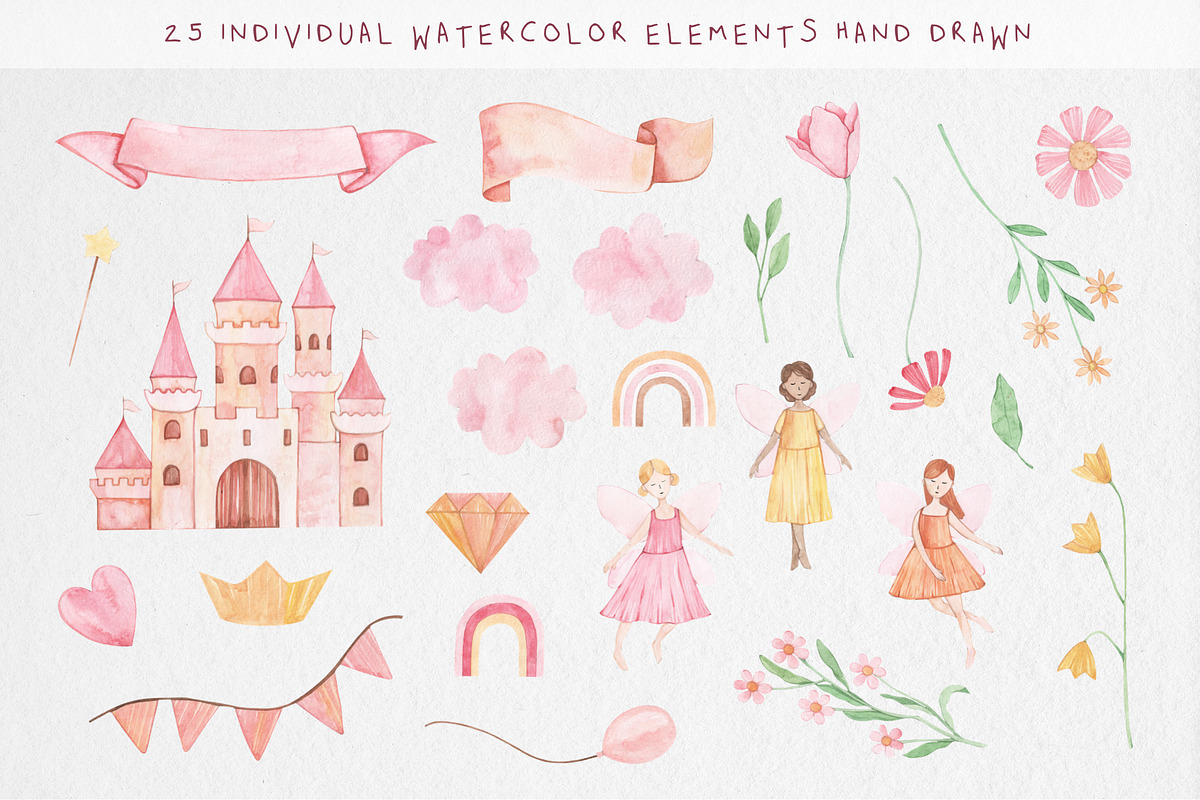 Watercolor Fairy Tale Clipart, a Decorative Illustration by MilanaDesignShop (Photo 2 of 3)