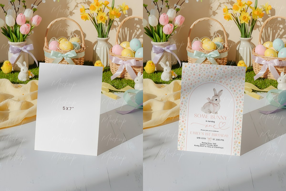 Easter Invitation Card Mockup, a Product Mockup by TatiMockup (Photo 2 of 3)