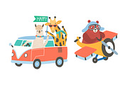 Cute animals with vehicles, an Animal Illustration by Good Studio (Thumbnail 2 of 6)