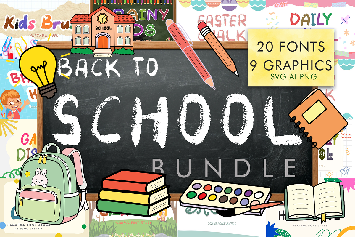Back to School Fonts & Graphics, a Handwritten Font by Yoga Letter (Photo 1 of 6)