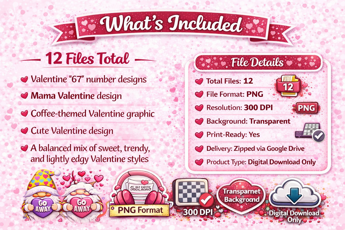 Small Valentine PNG Bundle | 12 File, an Object Graphic by MIRoots Design Studio (Photo 4 of 5)