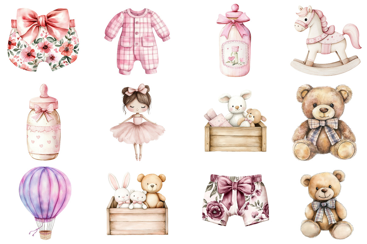 Burgundy Baby Girl Clipart, an Illustration by CitraGraphics (Photo 2 of 5)