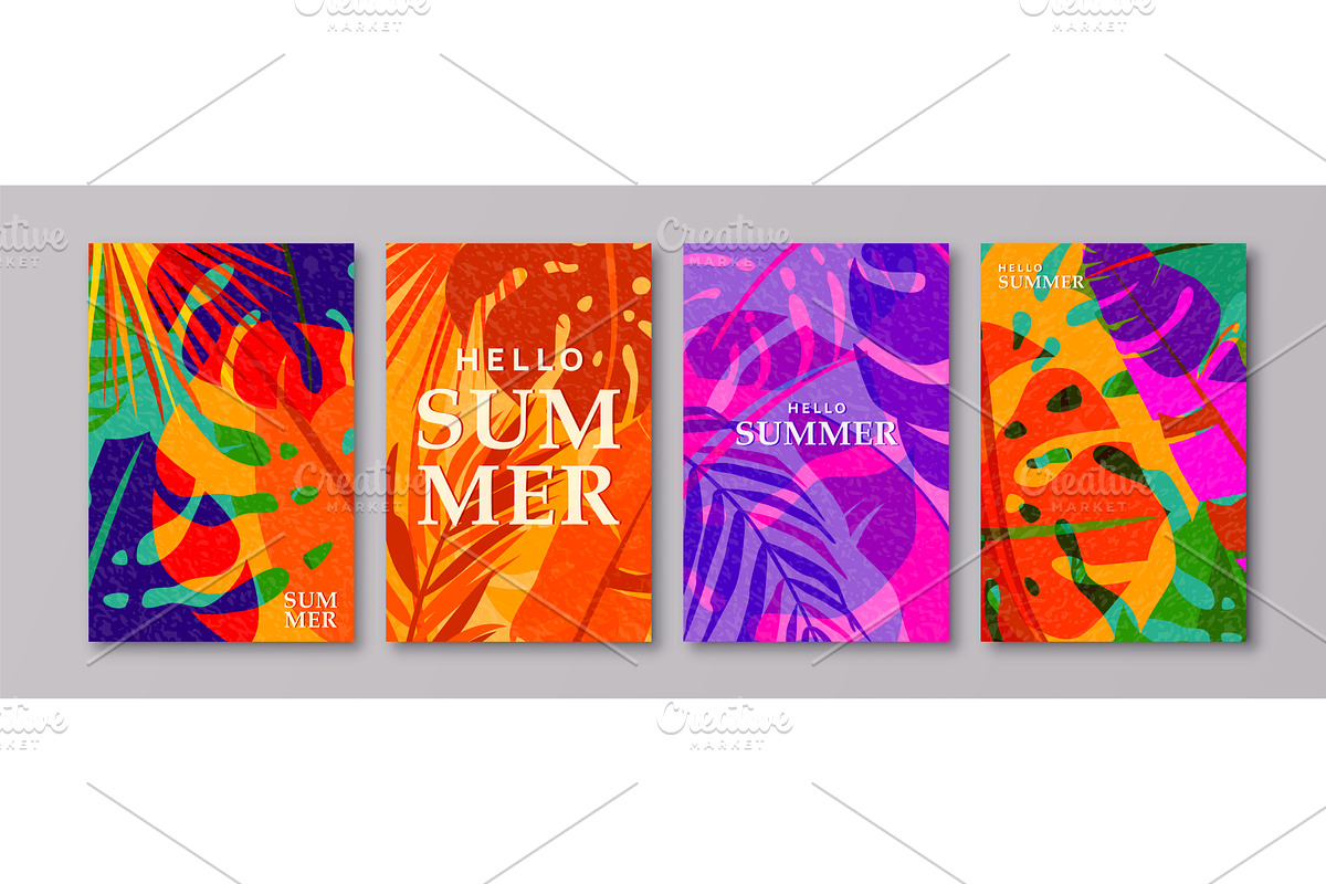 Summer tropic pattern set background, an Object Illustration by Zaie