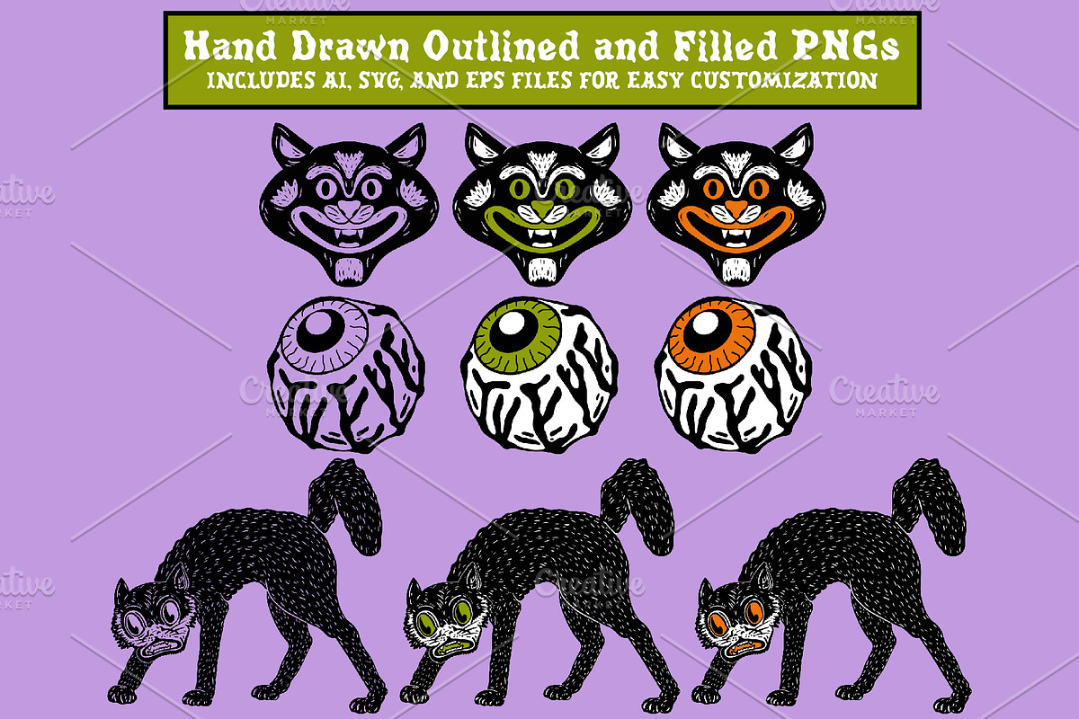 Vintage Halloween Clipart & Patterns, a Seasonal Illustration by Ashley Katrina (Photo 6 of 15)